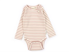 Petit Piao sea shell pink striped bodysuit